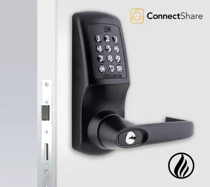 Click Here To Enlarge This Photo Of Codelocks ConnectShare CL5520 BK CC FKP FIRE RATED Heavy Duty Smart Lock with Mortice Lock & FireKit - Solid Black