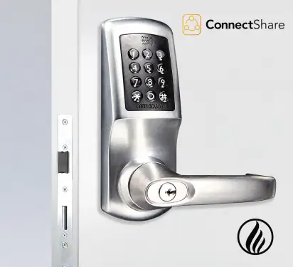 Click Here To Enlarge This Photo Of Codelocks ConnectShare CL5520 BS CC FKP FIRE RATED Heavy Duty Smart Lock with Mortice Lock & FireKit - Brushed Steel