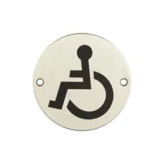JS104SSS Frelan Hardware &lpar;Stainless Steel&rpar; Disabled Symbol Sign 75mm Satin Stainless Steel