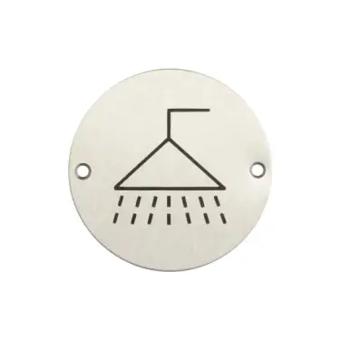 Click Here To Enlarge This Photo Of JS106SSS Frelan Hardware &lpar;Stainless Steel&rpar; Shower Symbol Sign 75mm Satin Stainless Steel