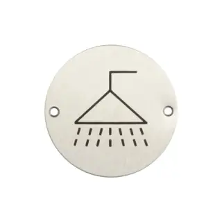 JS106SSS Frelan Hardware &lpar;Stainless Steel&rpar; Shower Symbol Sign 75mm Satin Stainless Steel