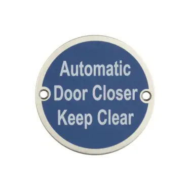 Click Here To Enlarge This Photo Of JS111SSS Frelan Hardware &lpar;Stainless Steel&rpar; Automatic Door Closer Keep Clear Sign 75mm Satin Stainless Steel