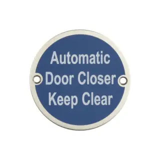 JS111SSS Frelan Hardware &lpar;Stainless Steel&rpar; Automatic Door Closer Keep Clear Sign 75mm Satin Stainless Steel