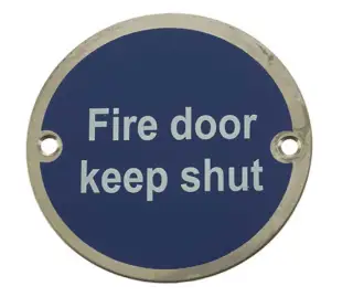 JS100PSS Frelan Hardware &lpar;Stainless Steel&rpar; Fire Door Keep Shut Sign 75mm Polished Stainless Steel