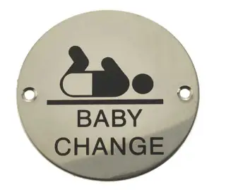 JS107PSS Frelan Hardware &lpar;Stainless Steel&rpar; Baby Change Symbol Sign 75mm Polished Stainless Steel