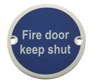 JS100SAA Frelan Hardware &lpar;Aluminium&rpar; Fire Door Keep Shut Sign 75mm Satin Anodised Aluminium