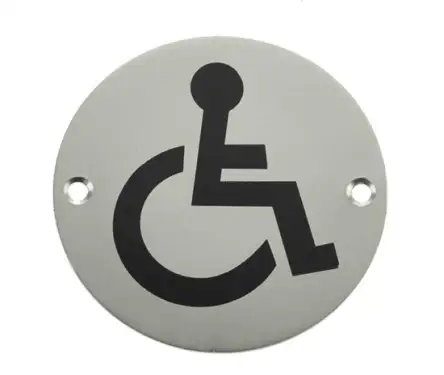 Click Here To Enlarge This Photo Of JS104SAA Frelan Hardware &lpar;Aluminium&rpar; Disabled Symbol Sign 75mm Satin Anodised Aluminium