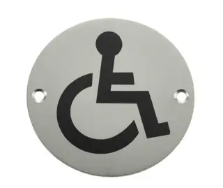 JS104SAA Frelan Hardware &lpar;Aluminium&rpar; Disabled Symbol Sign 75mm Satin Anodised Aluminium