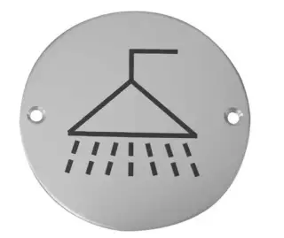JS106SAA Frelan Hardware &lpar;Aluminium&rpar; Shower Symbol Sign 75mm Satin Anodised Aluminium