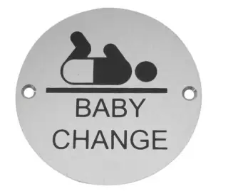JS107SAA Frelan Hardware &lpar;Aluminium&rpar; Baby Change Symbol Sign 75mm Satin Anodised Aluminium