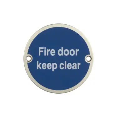 Click Here To Enlarge This Photo Of JS108SAA Frelan Hardware &lpar;Aluminium&rpar; Fire Door Keep Clear Sign 75mm Satin Anodised Aluminium