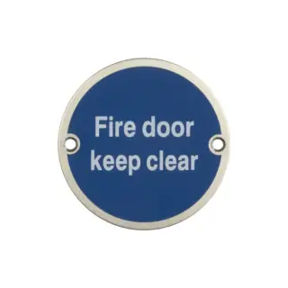 JS108SAA Frelan Hardware &lpar;Aluminium&rpar; Fire Door Keep Clear Sign 75mm Satin Anodised Aluminium