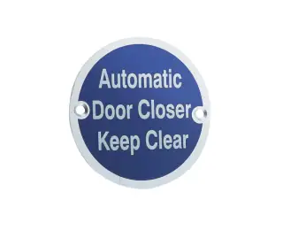 JS111SAA Frelan Hardware &lpar;Aluminium&rpar; Automatic Door Closer Keep Clear Sign 75mm Satin Anodised Aluminium