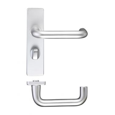 Click Here To Enlarge This Photo Of ZAA013SA - Zoo Hardware Return to Door Lever on Bathroom Backplate Aluminium