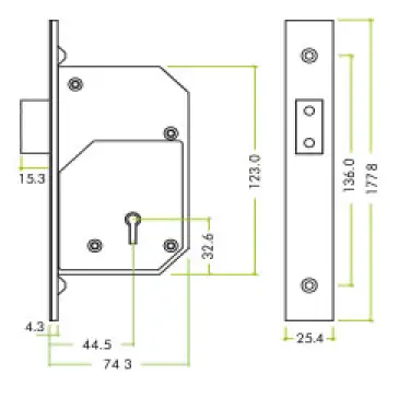 Click Here To Enlarge This Photo Of ZCRD73SS - Zoo Hardware 5 Lever Deadlock - 73mm (44mm backset) Chubb Retro Fit 3G110 Satin Stainless Steel