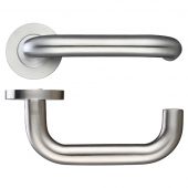 ZCS030SS316 - Zoo Hardware 19mm Return to Door Safety Lever on Round Rose (Grade 316) Satin Stainless Steel