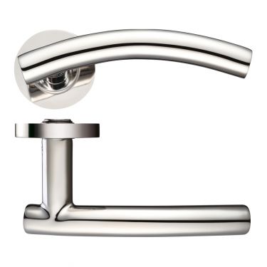 Click Here To Enlarge This Photo Of ZCS120PS - Zoo Hardware Arched T-Bar Lever on Round Rose - Polished Stainless Steel
