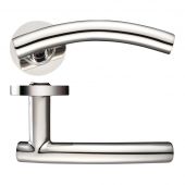 ZCS120PS - Zoo Hardware Arched T-Bar Lever on Round Rose - Polished Stainless Steel