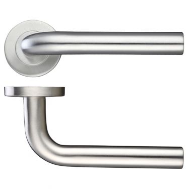 Click Here To Enlarge This Photo Of ZCS2020SS - Zoo Hardware 19mm Radius Lever on Round Rose (Grade 201) Satin Stainless Steel