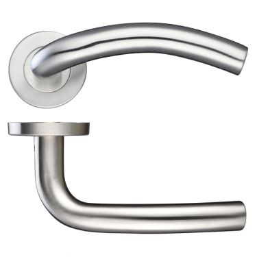 Click Here To Enlarge This Photo Of ZCS2040SS - Zoo Hardware 19mm Arched Lever on Round Rose (Grade 201) Satin Stainless Steel