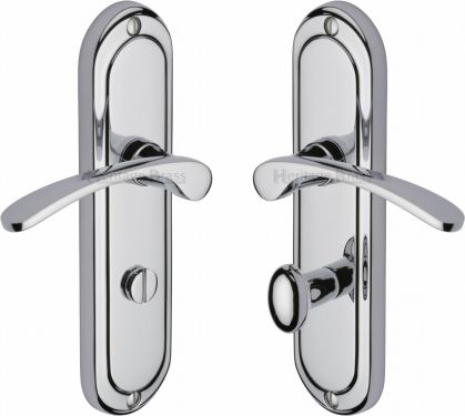 Click Here To Enlarge This Photo Of AMB6230-PC Heritage Brass Door Handle For Bathroom Ambassador Design Polished Chrome Finish