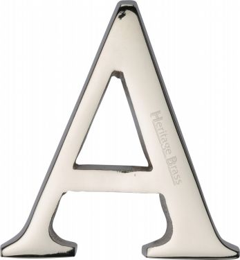 Click Here To Enlarge This Photo Of C1565 2 A-PNF Heritage Brass Alphabet A Pin Fix 51mm (2") Polished Nickel Finish