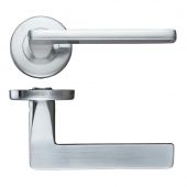 ZCZ010SC Zoo Hardware Stanza 'Leon' Lever Handles on Round Push on Rose - Satin Chrome (Contract Range)