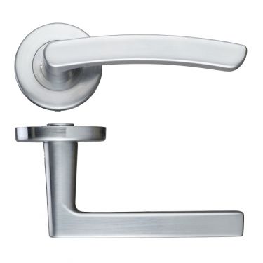 Click Here To Enlarge This Photo Of ZCZ020SC Zoo Hardware Stanza 'Santiago' Lever Handles on Round Push on Rose - Satin Chrome (Contract Range)