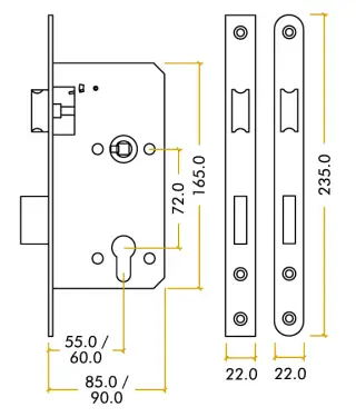Click Here To Enlarge This Photo Of ZDL7260SS - Zoo Hardware Din Euro Profile Sashlock - 72mm c&sol;c - Backset 60mm &lpar;Square&rpar; Satin Stainless Steel