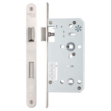Click Here To Enlarge This Photo Of ZDL7855RSS - Zoo Hardware Din Bathroom Lock - 78mm c/c - Backset 55mm (Radius) Satin Stainless Steel