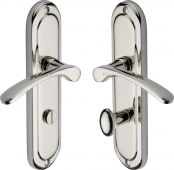 AMB6230-PNF Heritage Brass Door Handle For Bathroom Ambassador Design Polished Nickel Finish