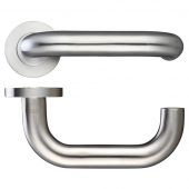 ZPS080SS - Zoo Hardware 22mm Return to Door Safety Lever on Round Rose (Grade 304) Satin Stainless Steel