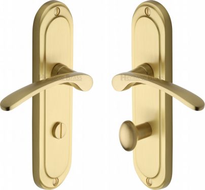 Click Here To Enlarge This Photo Of AMB6230-SB Heritage Brass Door Handle For Bathroom Ambassador Design Satin Brass