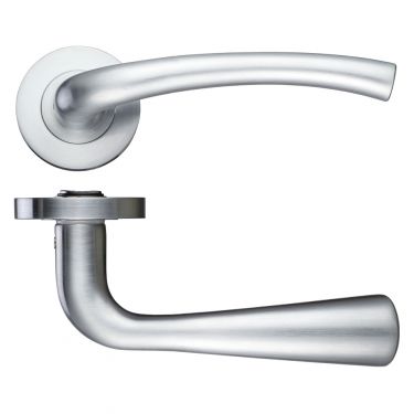 Click Here To Enlarge This Photo Of ZPZ010SC - Zoo Hardware Stanza 'Assisi' Lever Handles on Round Screw on Rose - Satin Chrome (Designer Range)