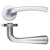 ZPZ010SC - Zoo Hardware Stanza 'Assisi' Lever Handles on Round Screw on Rose - Satin Chrome (Designer Range)