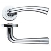 ZPZ020CP - Zoo Hardware Stanza 'Florence' Lever Handles on Round Screw on Rose - Polished Chrome (Designer Range)