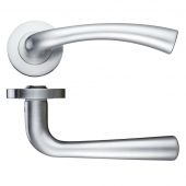 ZPZ020SC - Zoo Hardware Stanza 'Florence' Lever Handles on Round Screw on Rose - Satin Chrome (Designer Range)