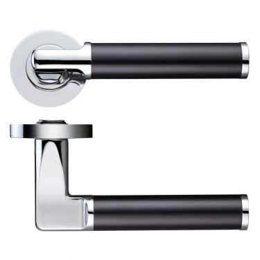 Click Here To Enlarge This Photo Of ZPZ030CPMB - Zoo Hardware Stanza 'Milan' Lever Handles on Round Screw on Rose (Dual Finish) Polished Chrome (Designer Range)