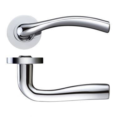 Click Here To Enlarge This Photo Of ZPZ050CP - Zoo Hardware Stanza 'Siena' Lever Handles on Round Screw on Rose - Polished Chrome (Designer Range)