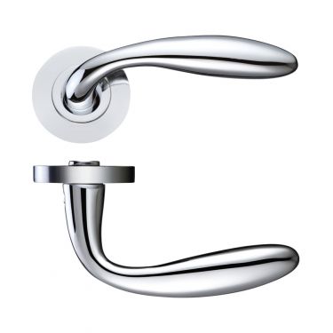 Click Here To Enlarge This Photo Of ZPZ060CP - Zoo Hardware Stanza 'Verona' Lever Handles on Round Screw on Rose - Polished Chrome (Designer Range)