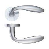 ZPZ060SC - Zoo Hardware Stanza 'Verona' Lever Handles on Round Screw on Rose - Satin Chrome (Designer Range)