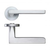ZPZ070SC - Zoo Hardware Stanza 'Venice' Lever Handles on Round Screw on Rose - Satin Chrome (Designer Range)