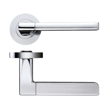 Click Here To Enlarge This Photo Of ZPZ070SCCP - Zoo Hardware Stanza 'Venice' Lever Handles on Round Screw on Rose (Dual Finish) Satin/Polished Chrome (Designer Range)