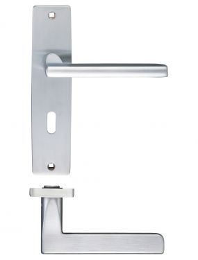 Click Here To Enlarge This Photo Of ZPZ071SC - Zoo Hardware Stanza 'Venice' Lock Lever Handles (57mm c/c) on Backplate (180mm x 43mm) Satin Chrome (Designer Range)