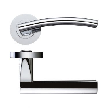 Click Here To Enlarge This Photo Of ZPZ080CP - Zoo Hardware Stanza 'Amalfi' Lever Handles on Round Screw on Rose - Polished Chrome (Designer Range)