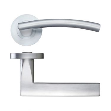 Click Here To Enlarge This Photo Of ZPZ080SC - Zoo Hardware Stanza 'Amalfi' Lever Handles on Round Screw on Rose - Satin Chrome (Designer Range)