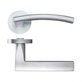 ZPZ080SC - Zoo Hardware Stanza 'Amalfi' Lever Handles on Round Screw on Rose - Satin Chrome (Designer Range)