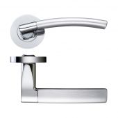 ZPZ080SCCP - Zoo Hardware Stanza 'Amalfi' Lever Handles on Round Screw on Rose (Dual Finish) Satin/Polished Chrome (Designer Range)
