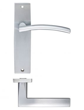 Click Here To Enlarge This Photo Of ZPZ082SC - Zoo Hardware Stanza 'Amalfi' Latch Lever Handles on Backplate (180mm x 43mm) Satin Chrome (Designer Range)
