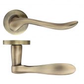 ZPZ240FB - Zoo Hardware Stanza 'Lincoln' Lever Handles on Round Screw on Rose - Florentine Bronze (Designer Range)
